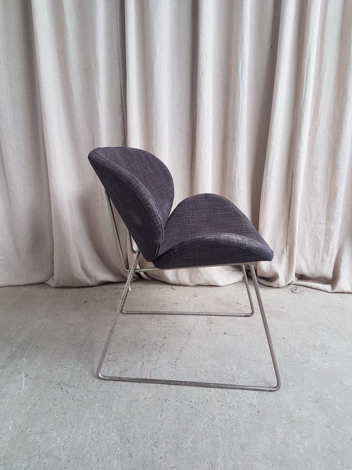 Furniture Vtg Late Mid Century Modernist Chrome Accent Side Chair Lounge Retro R817 photo
