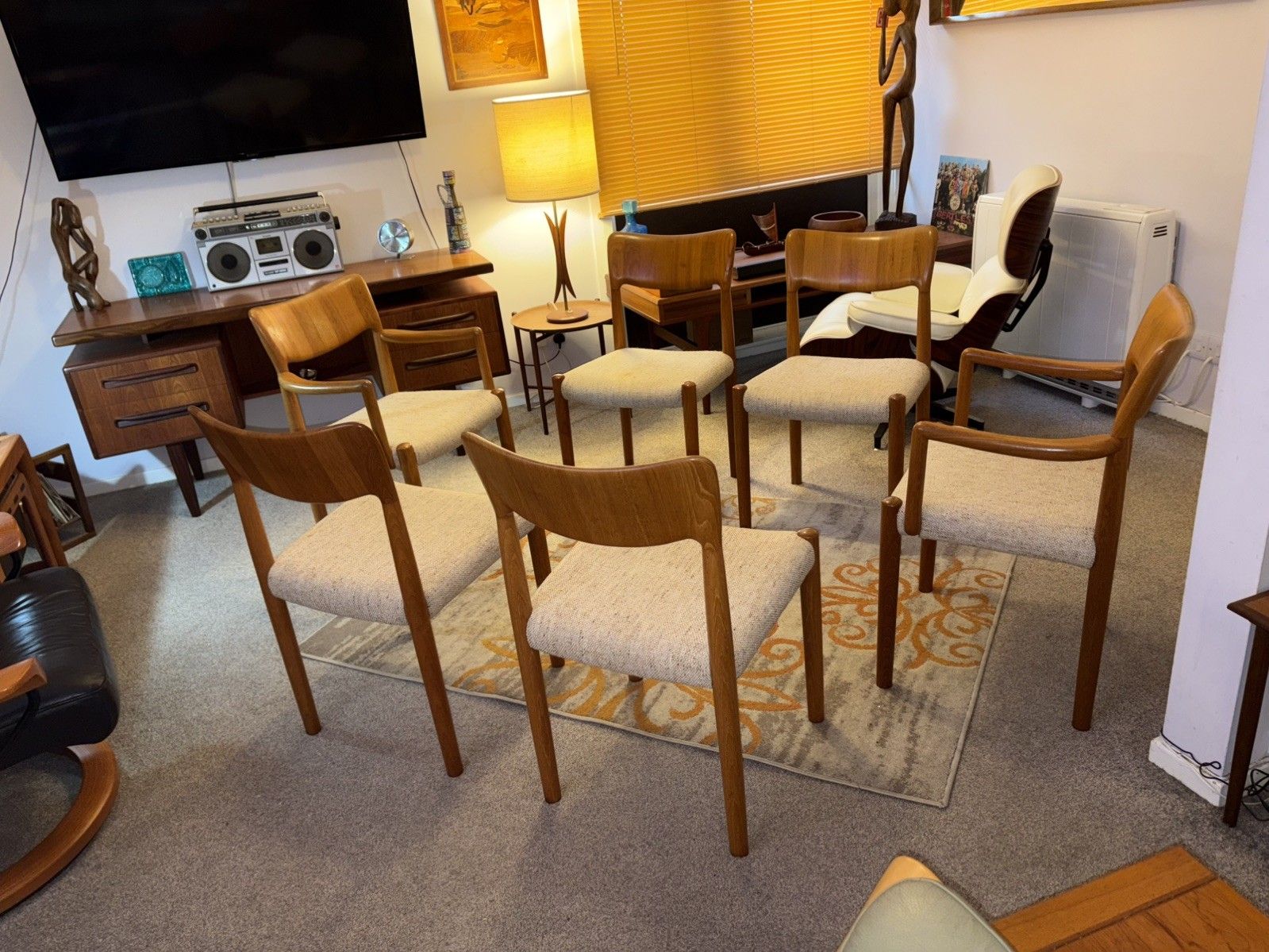 Mcm Danish Set Of 6 Boltinge Stolefabrik Teak Dining Chairs G Plan Era Retro photo for sale