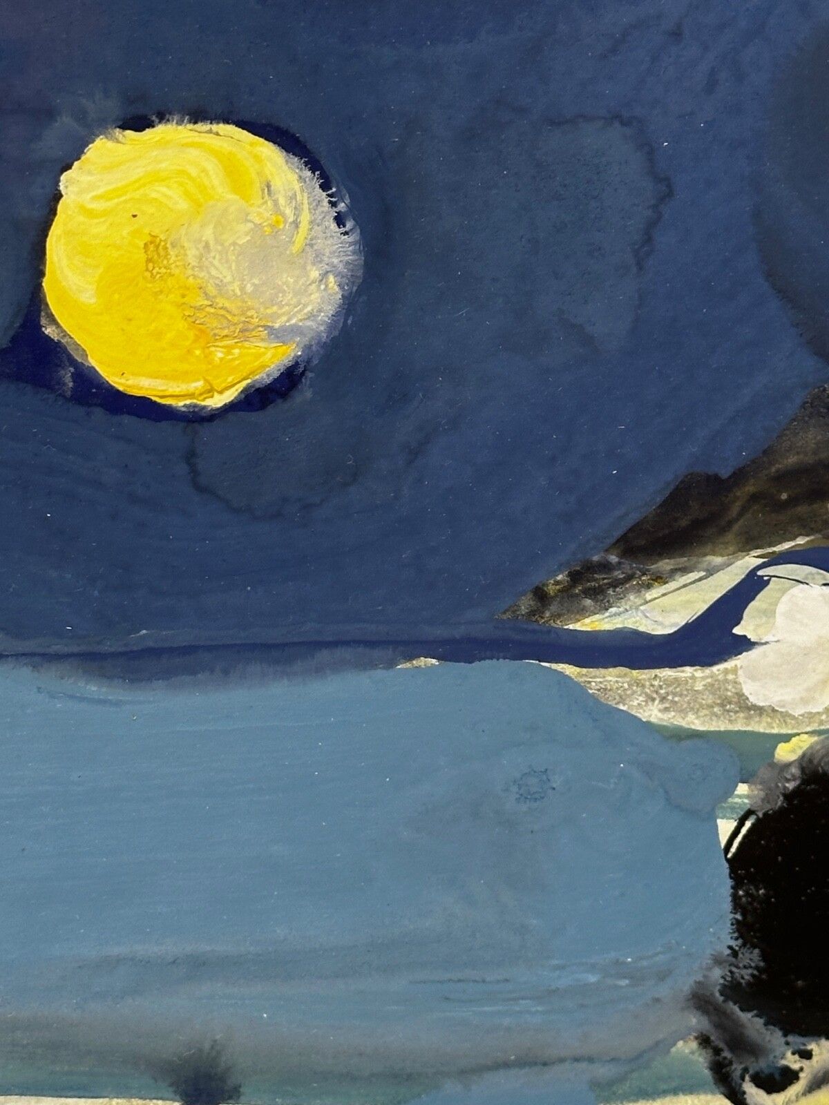 photo vintage Schilderij Verlicht Maanlicht Kust Nacht Strand Door James Downie Robertson Rsa