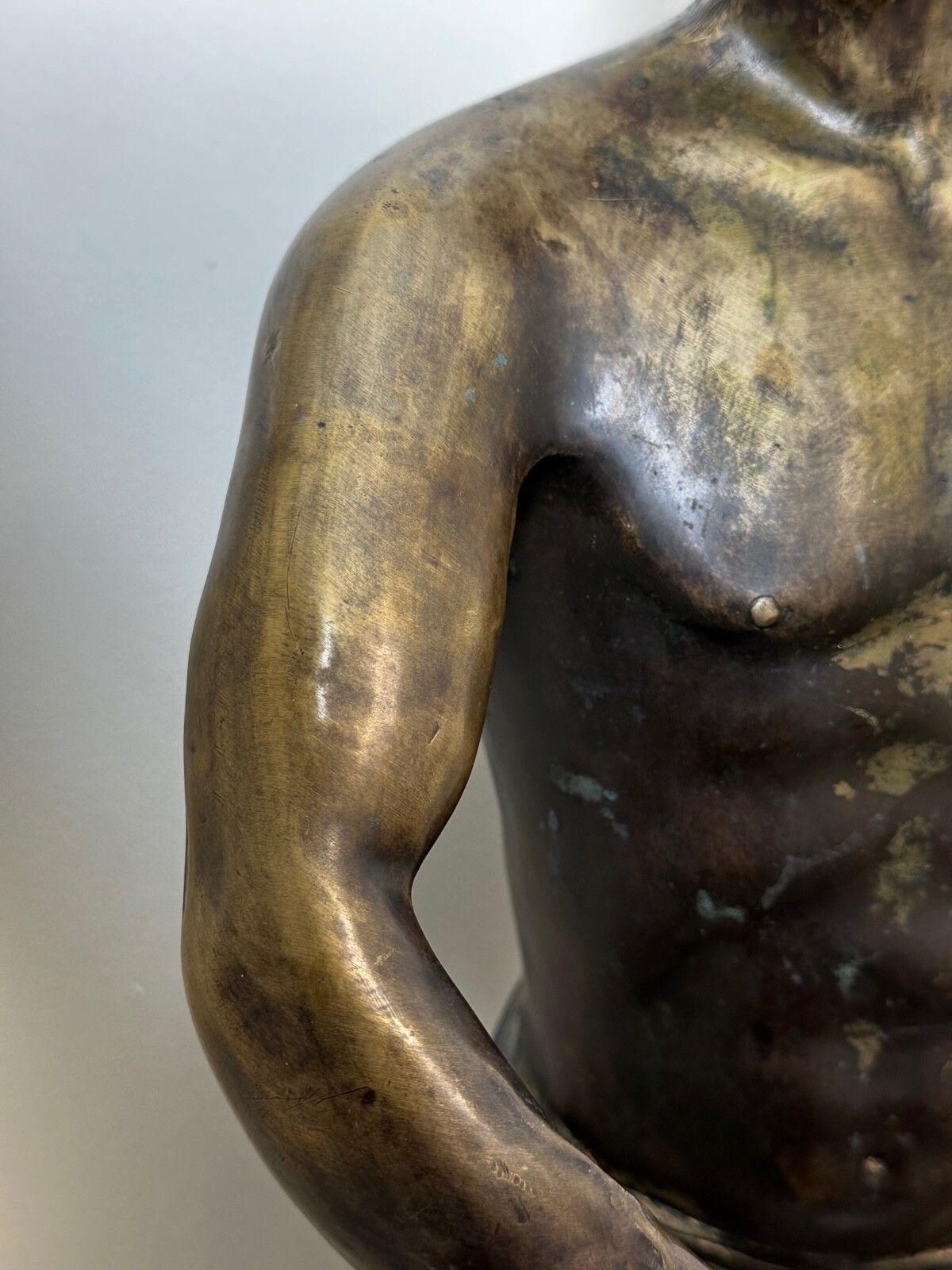 photo for sale Antique French Bronze Gladiator Warrior Sculpture After Emile Louis Picault