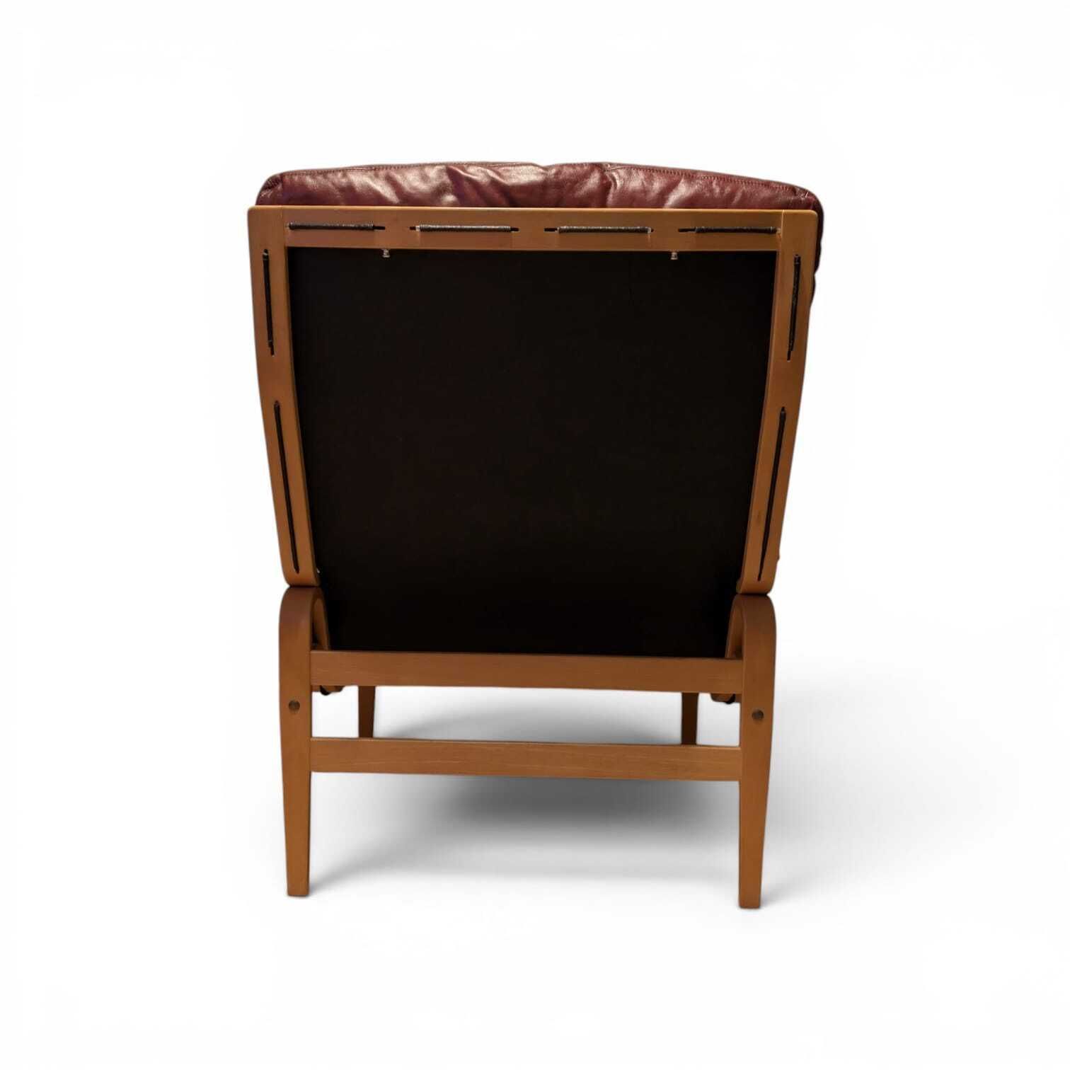 Vintage Mcm Swedish “Ingrid Høj” Armchair By Bruno Mathsson For Dux In Burgundy Leather photo Furniture