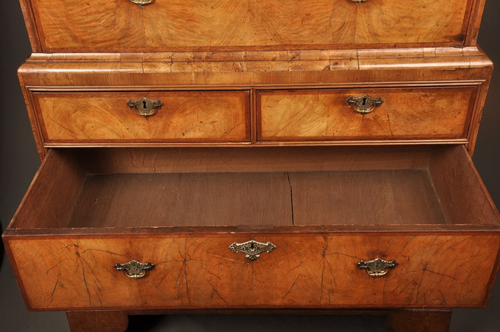Rare Queen Anne Walnut Chest On Chest photo vintage