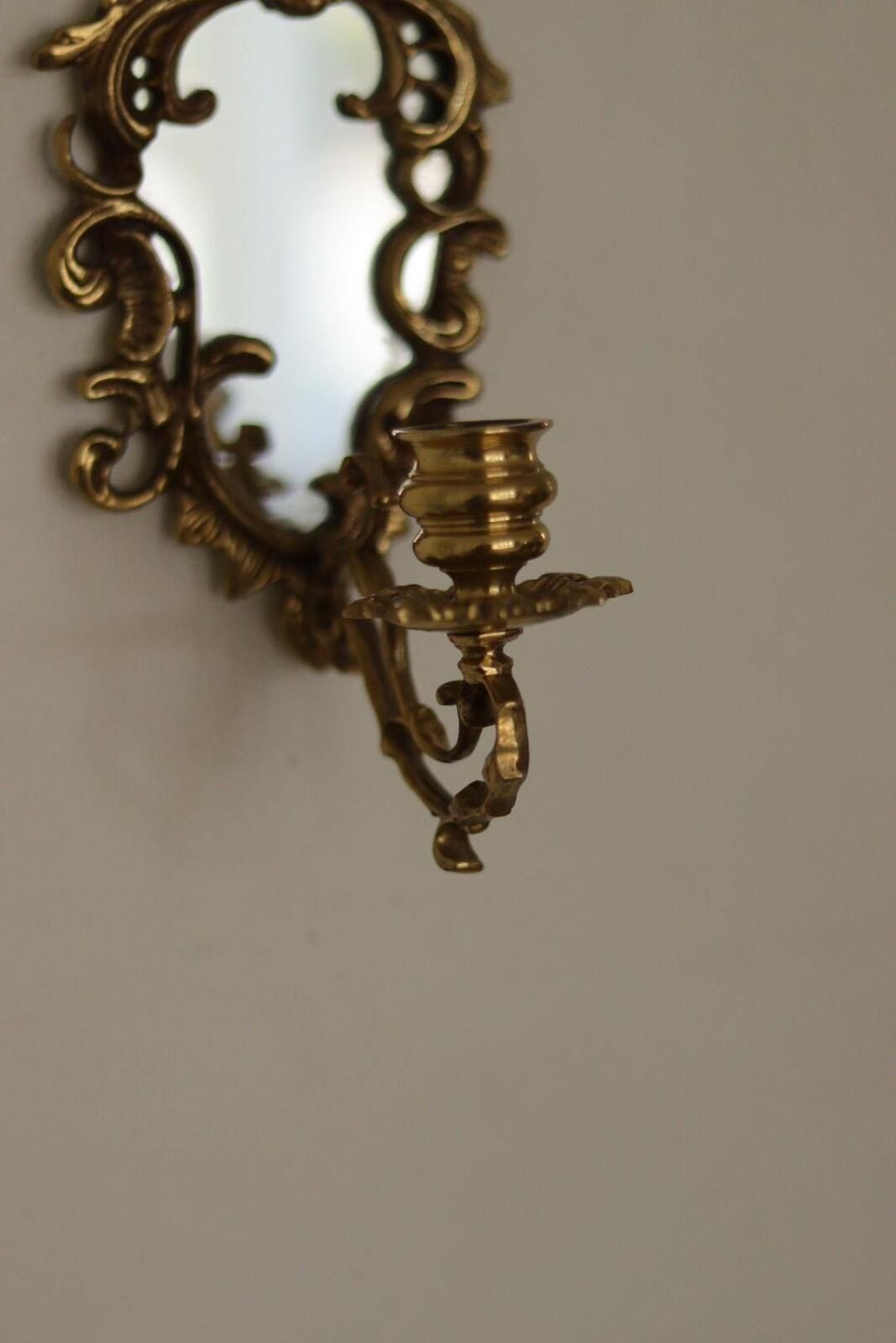 Pair Of Mid Century Swedish Brass Sconces With Mirrors photo buy