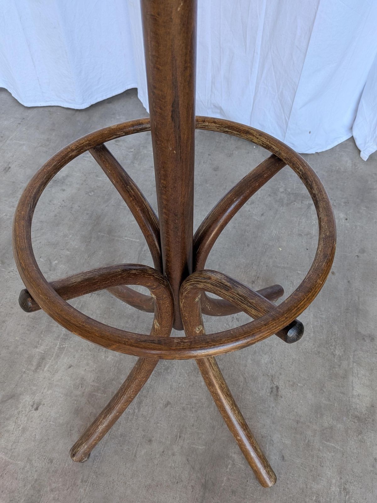 Vintage Bentwood Coat Stand In Thonet Style / Dark Wood Coat Rack With Umbrella Ring photo buy