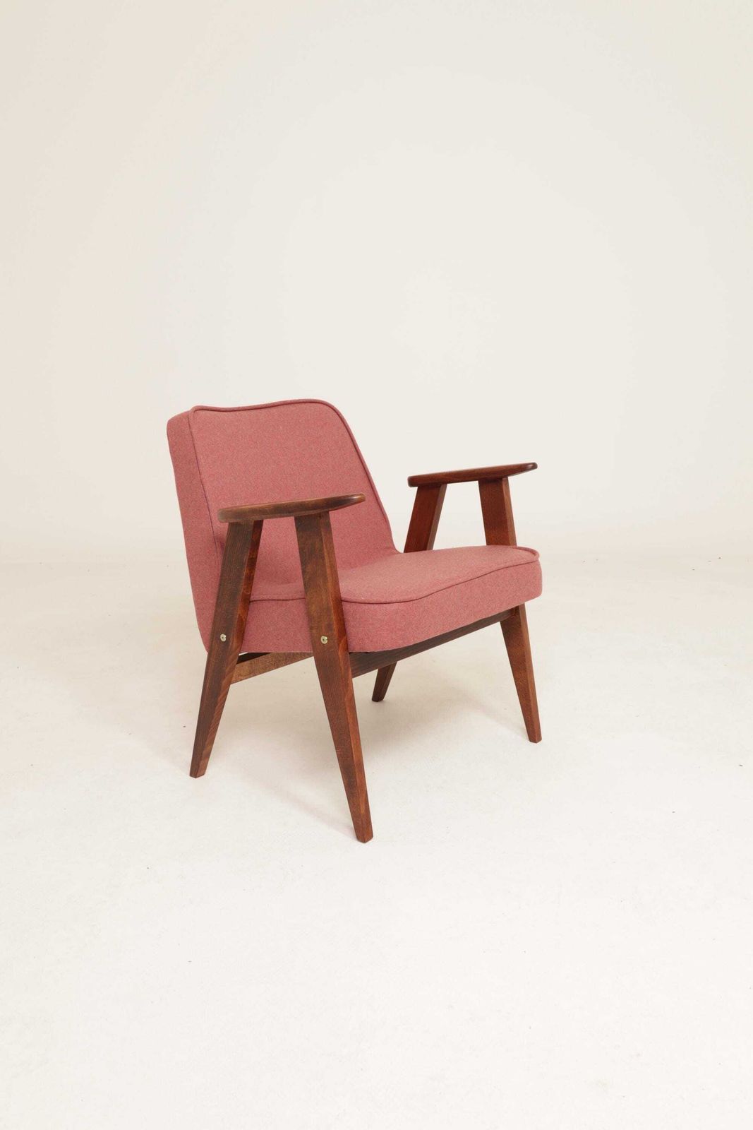 Lounge Chair Retro Style Indian Pink Wool Upholstery Refurbished photo 415.0