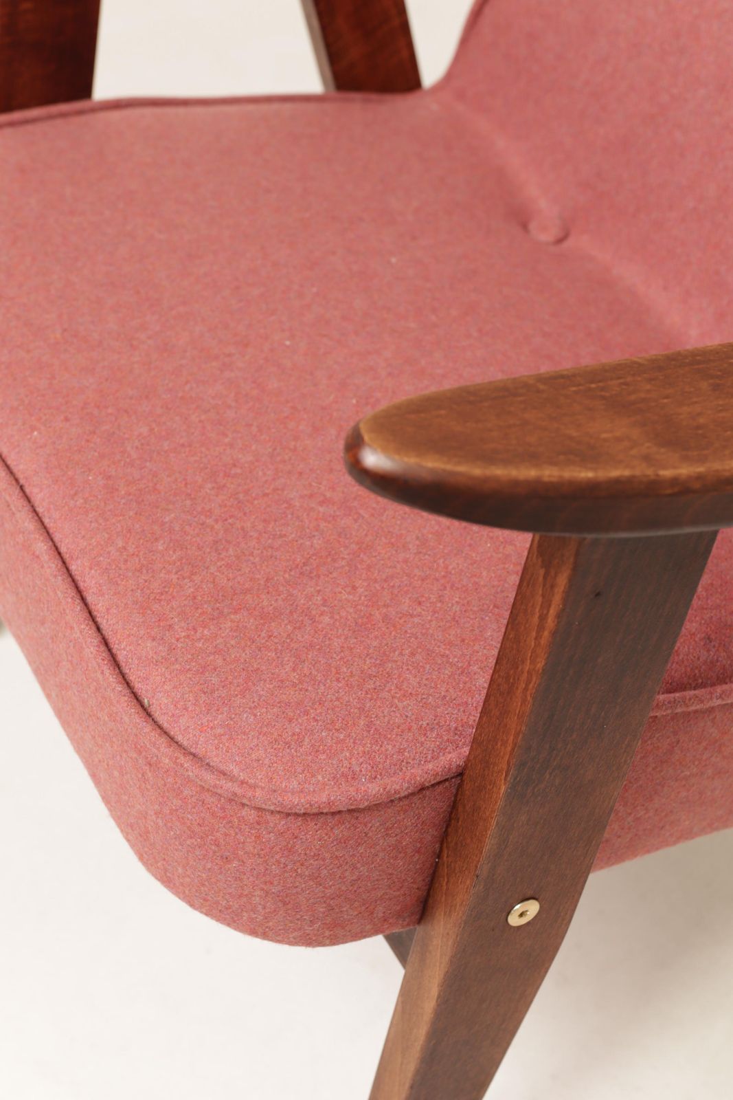 Lounge Chair Retro Style Indian Pink Wool Upholstery Refurbished photo buy