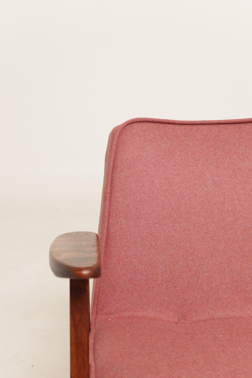 Furniture Lounge Chair Retro Style Indian Pink Wool Upholstery Refurbished photo