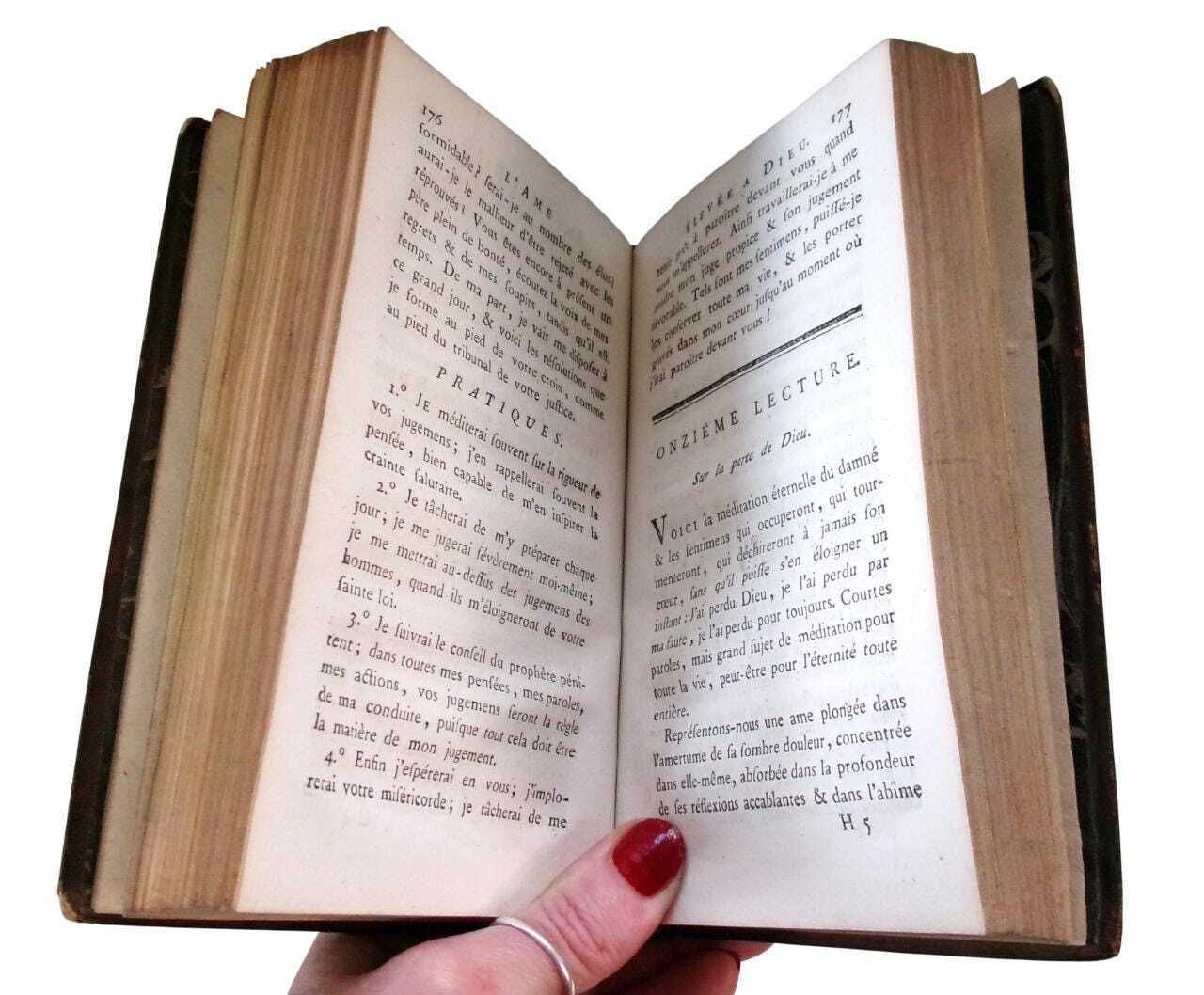 1804 French Religious Books: The Soul Raised To God, Barthélemy Baudrand, Georgian Leather Books photo buy