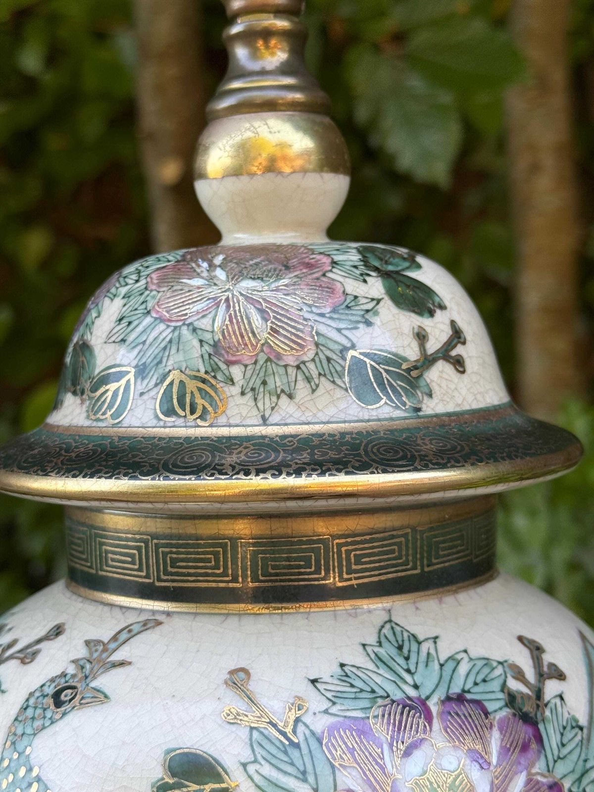 Vintage Rochamp Style Peacock Chinoiserie Ceramic Table Lamp, Satsuma Oriental Lamp   Pat Tested, Excellent Quality photo furniture