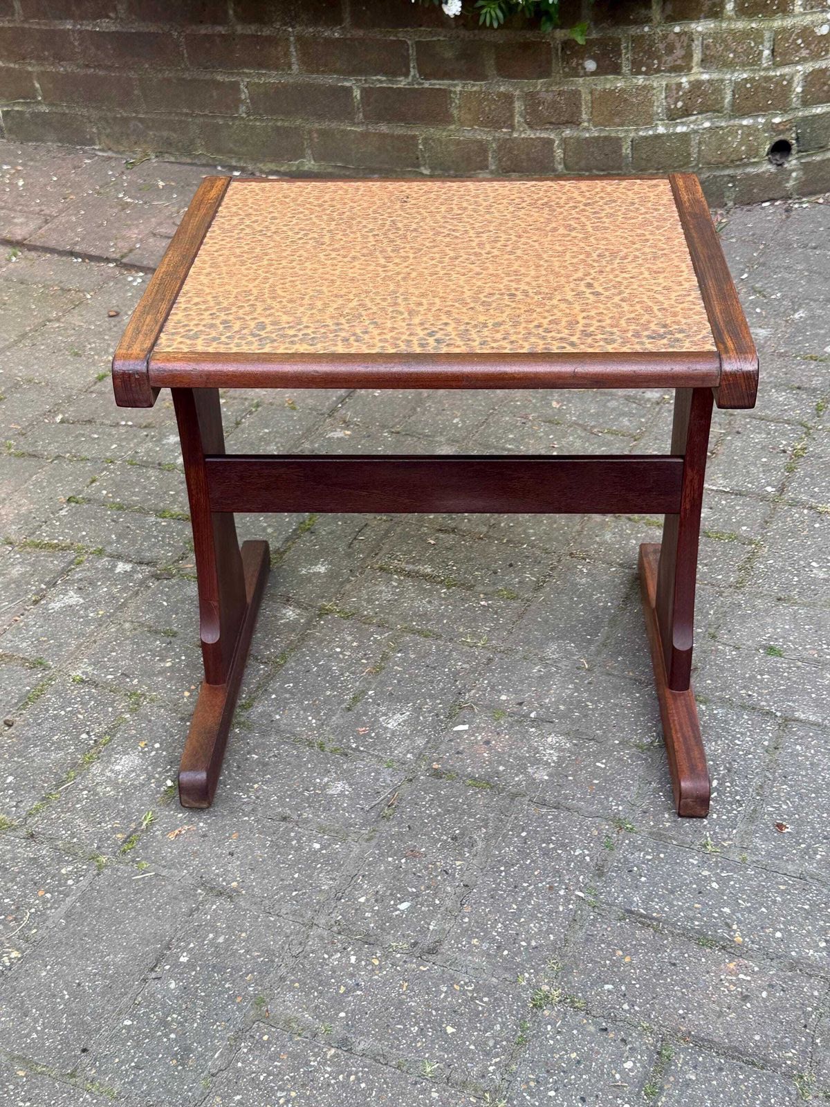 Vintage Mid Century Hammered Copper Top Side Table Retro Occasional Table, G Plan Style S photo furniture