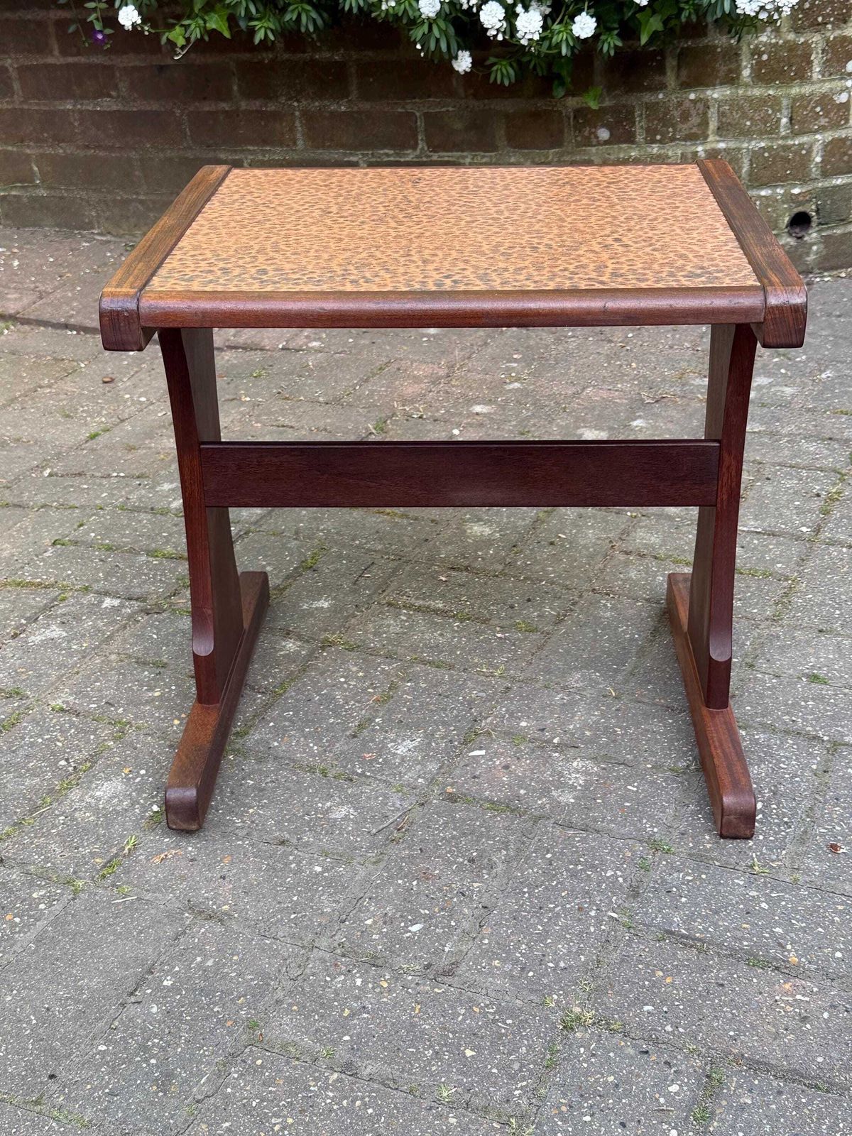 photo for sale Vintage Mid Century Hammered Copper Top Side Table Retro Occasional Table, G Plan Style S