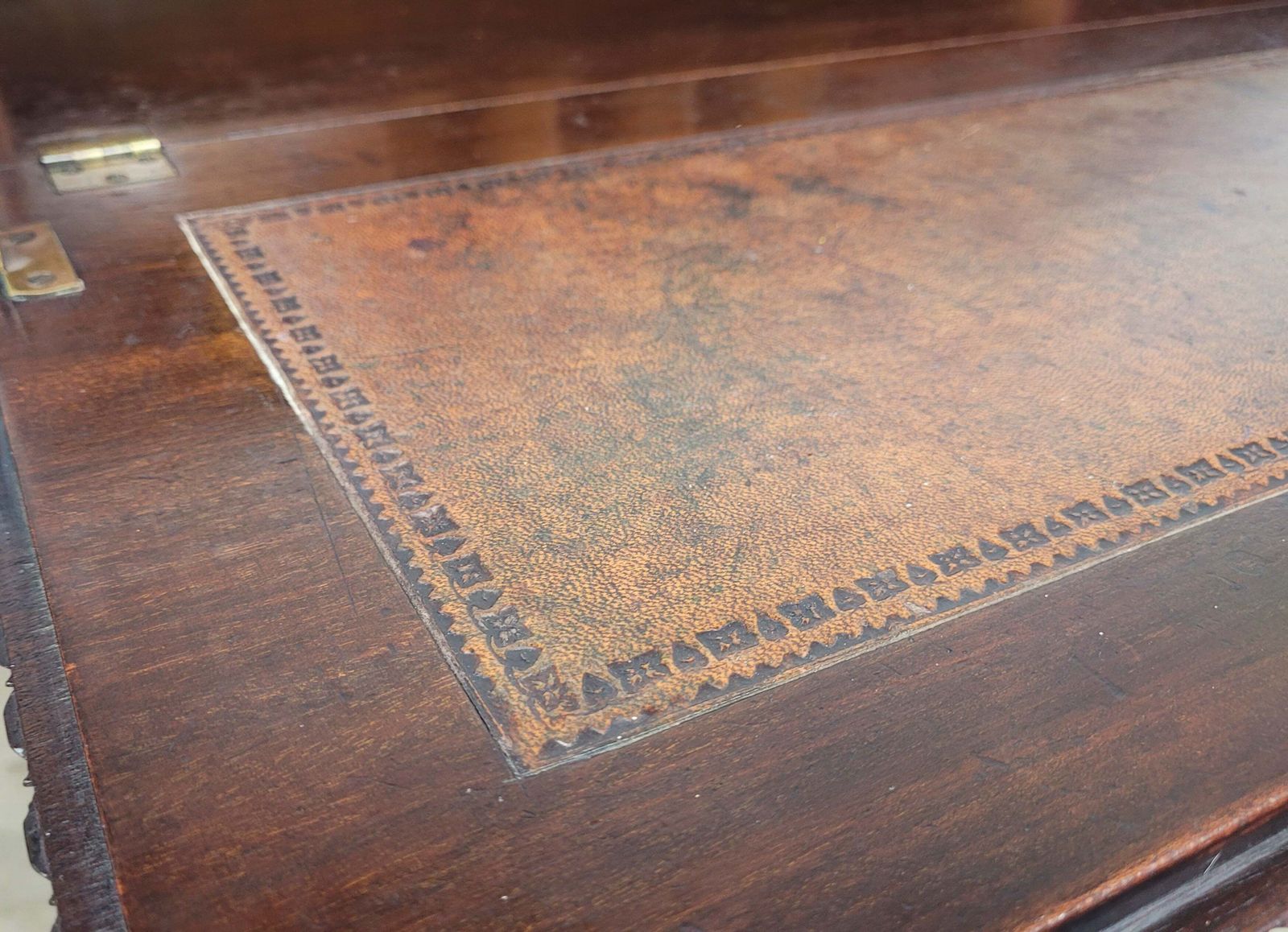 photo for sale Vintage Writing Bureau Desk Key Lockable Drawers Leather 1930