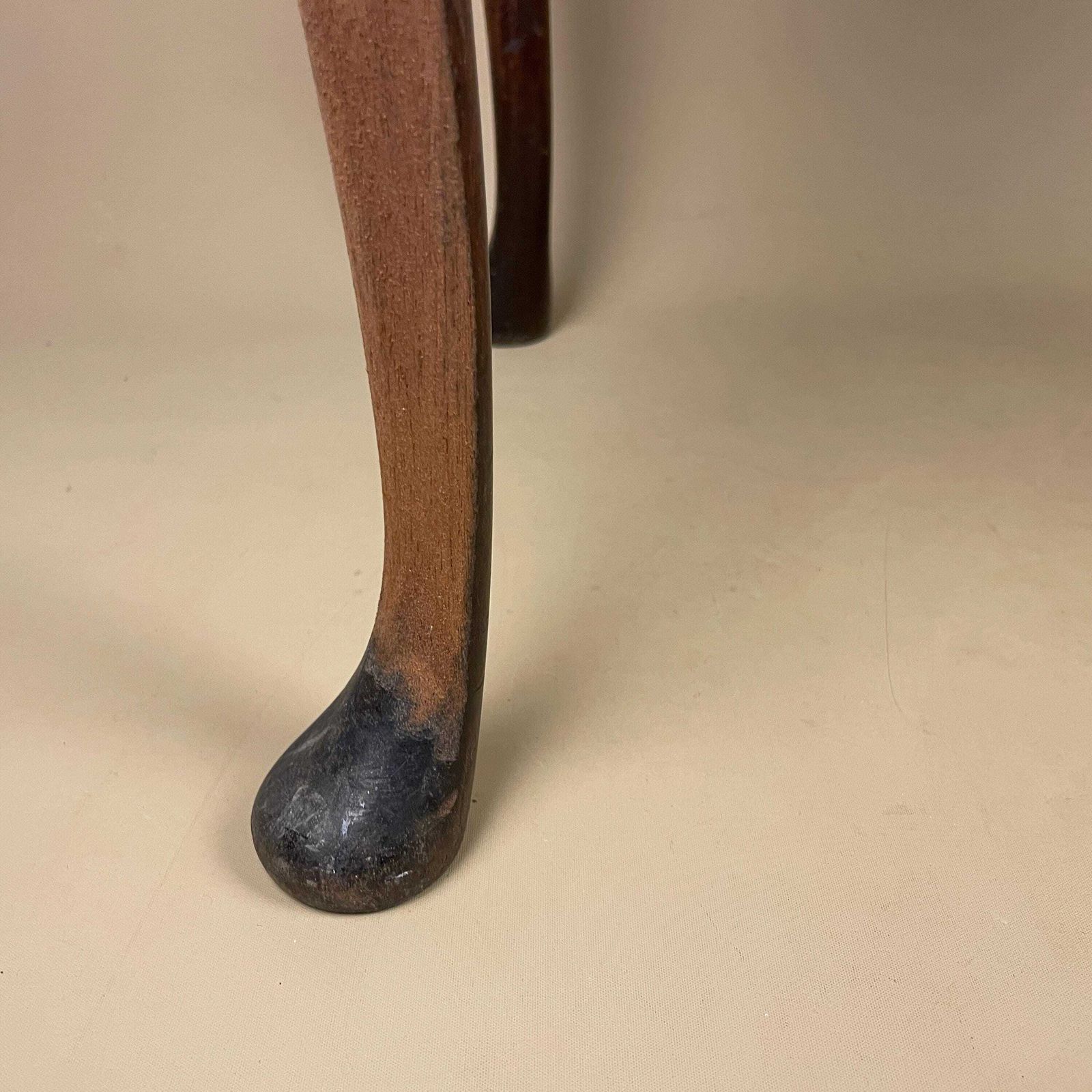 photo for sale Antique Cane Seat Stool Wood Cabriole Leg Bench Vintage Elegant Traditional Curved Rattan Footstool Hallway Accent Queen Anne Style Project