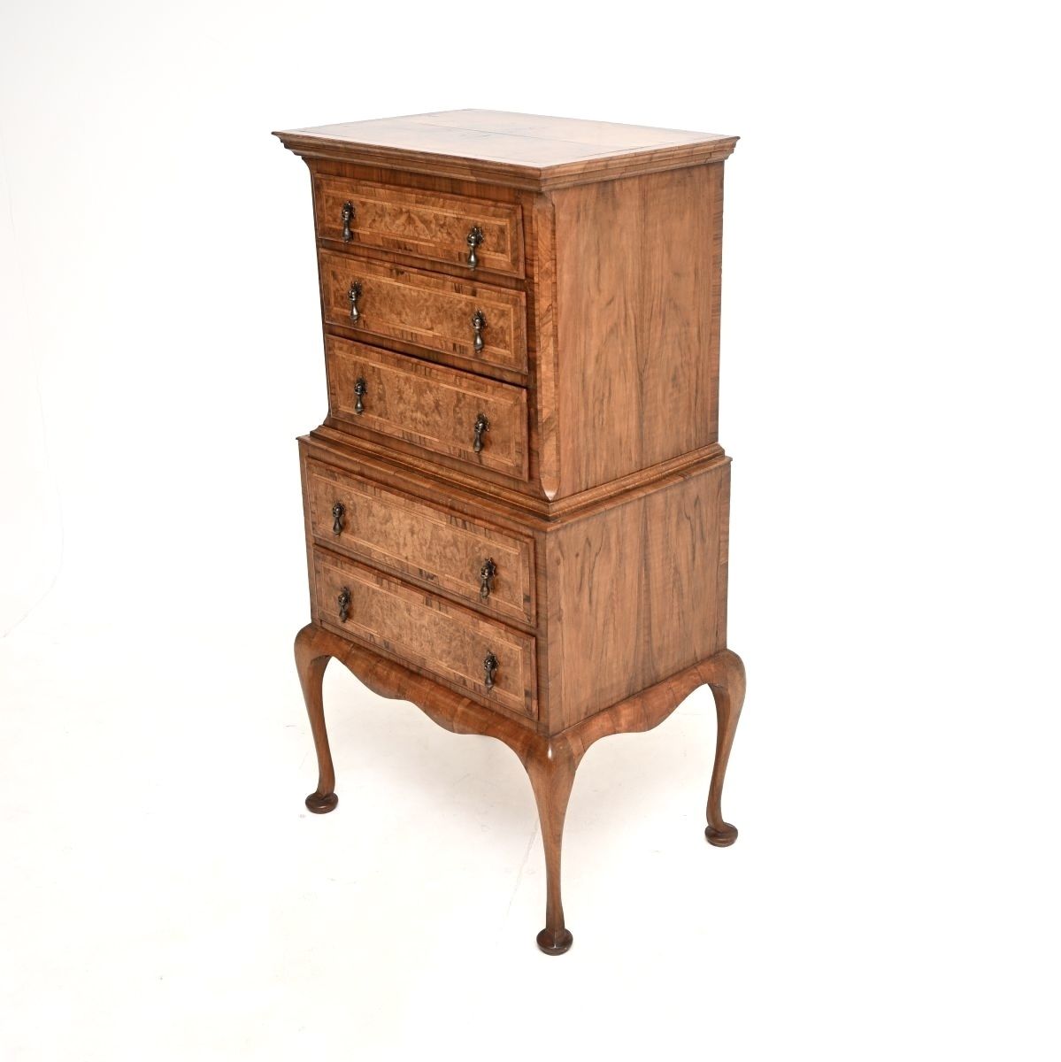 Antique Burr Walnut Chest On Chest Of Drawers photo vintage