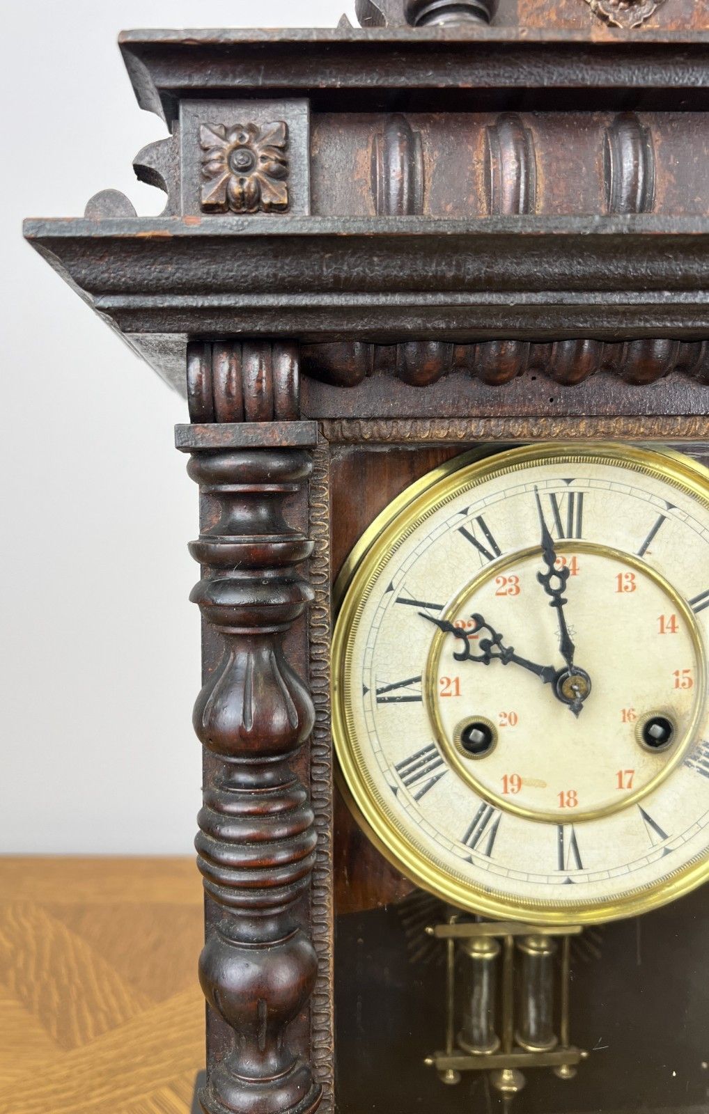 Clock Vintage Junghans Wooden Mantel Clock Glass Door Table Clock Lot 6055 photo 349.0