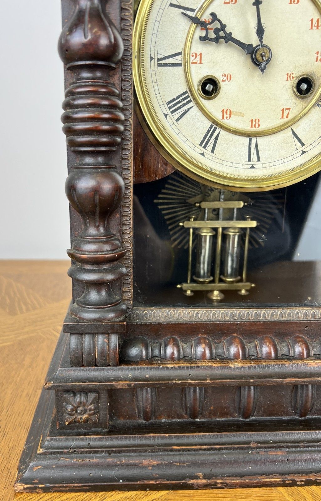 Clock Vintage Junghans Wooden Mantel Clock Glass Door Table Clock Lot 6055 photo vinterior
