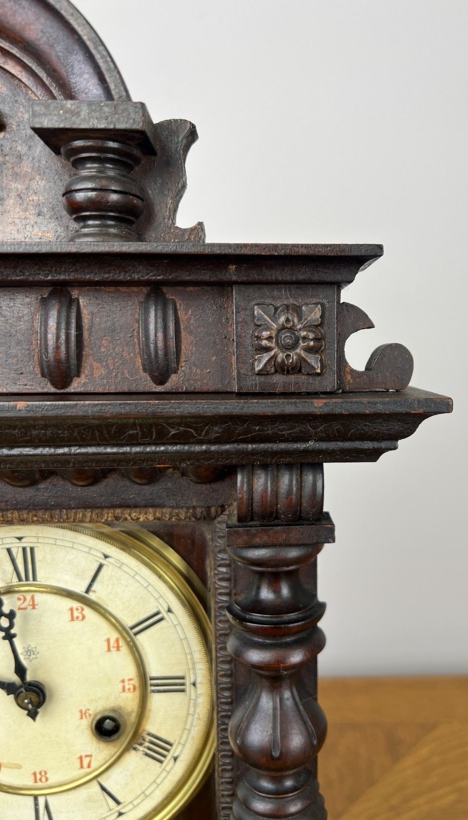 photo furniture Clock Vintage Junghans Wooden Mantel Clock Glass Door Table Clock Lot 6055