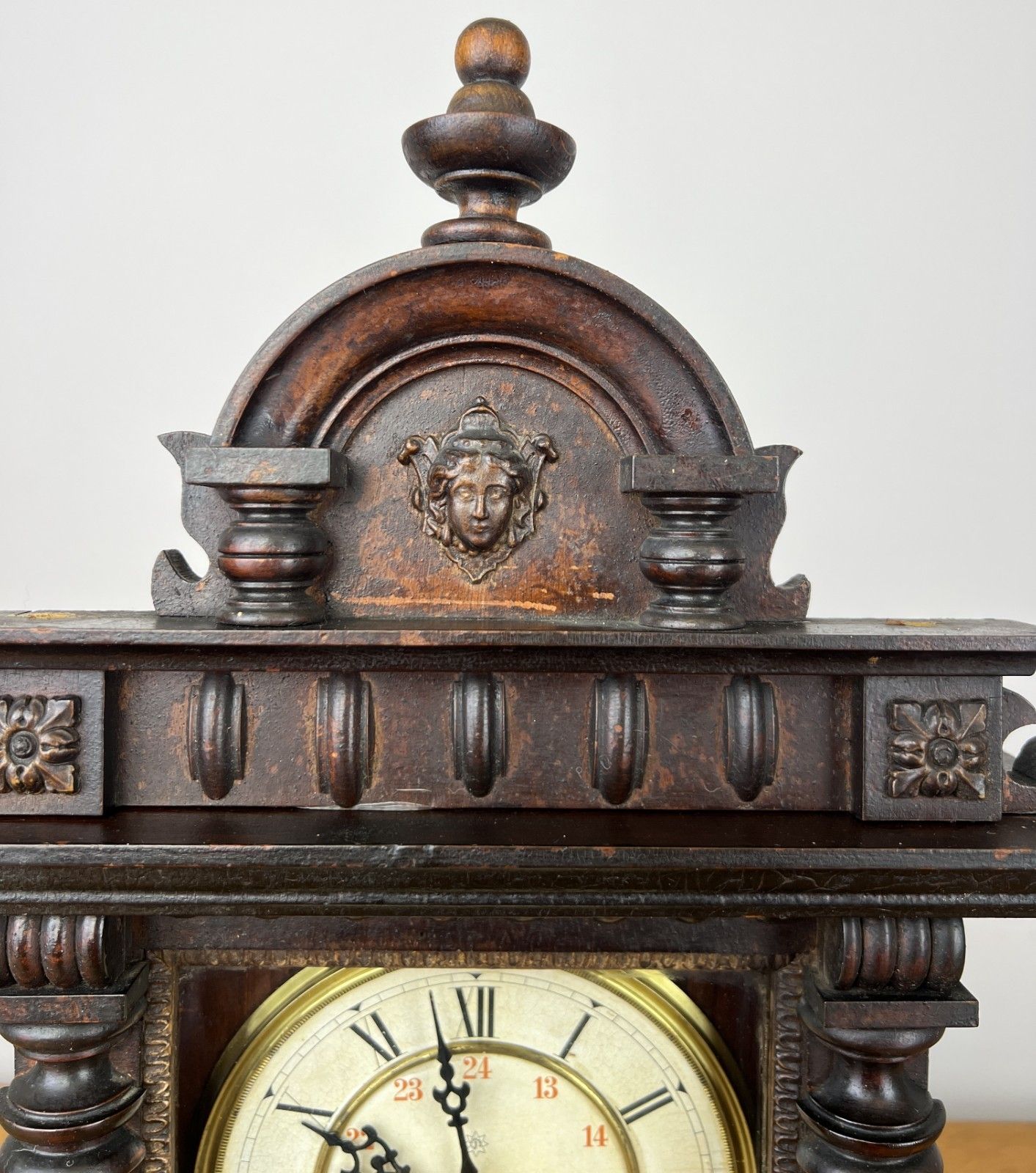 photo for sale Clock Vintage Junghans Wooden Mantel Clock Glass Door Table Clock Lot 6055