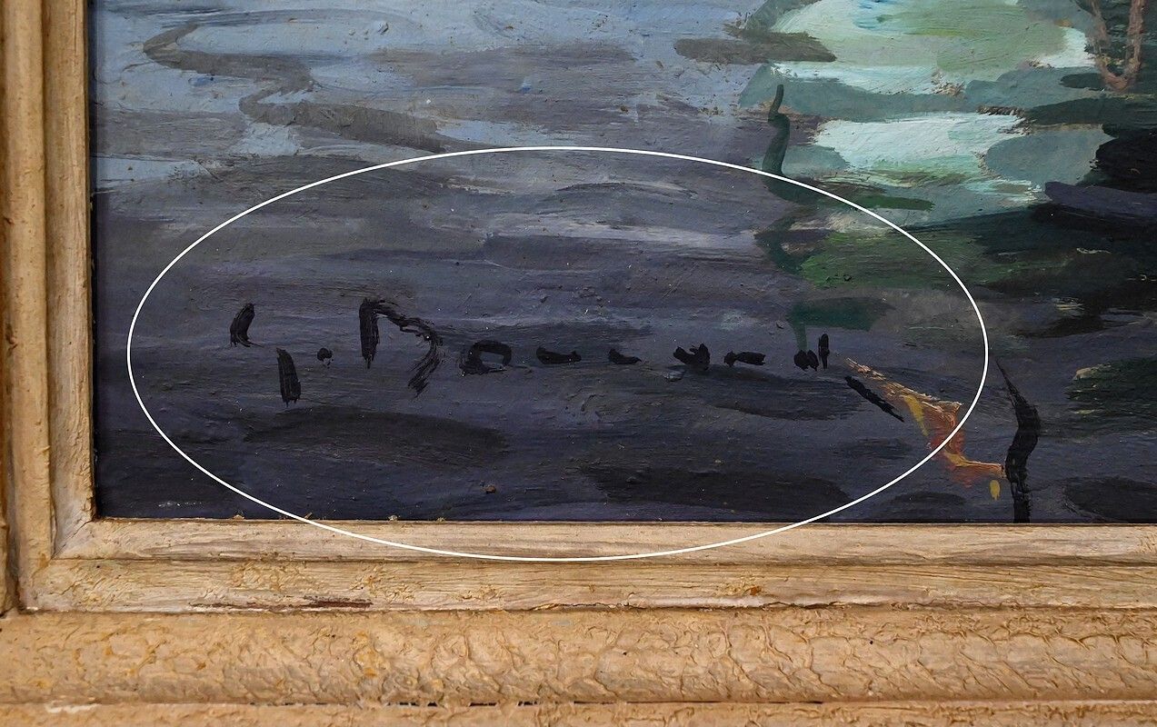 910.0 Painting "Tuna Boats At Quayside", Oil On Panel, Signed G. Boulard – Mid 20th Century photo