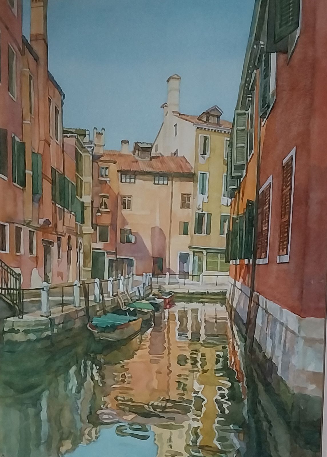 Golden Light On A Venetian Canal Peter Berrisford Watercolour Painting On Canvass Venice photo for sale