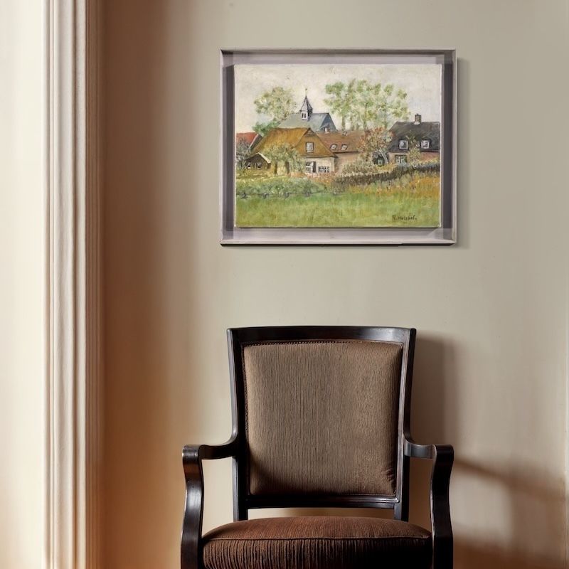 Peinture hollandaise représentant une vue de maisons de style impressionniste photo 950.0