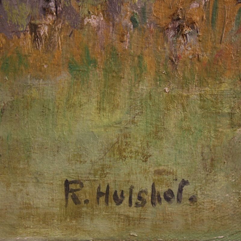 Peinture hollandaise représentant une vue de maisons de style impressionniste photo vinterior