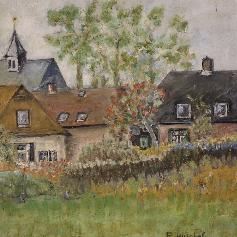 Art Dutch Painting Of A View Of Houses In Impressionist Style photo