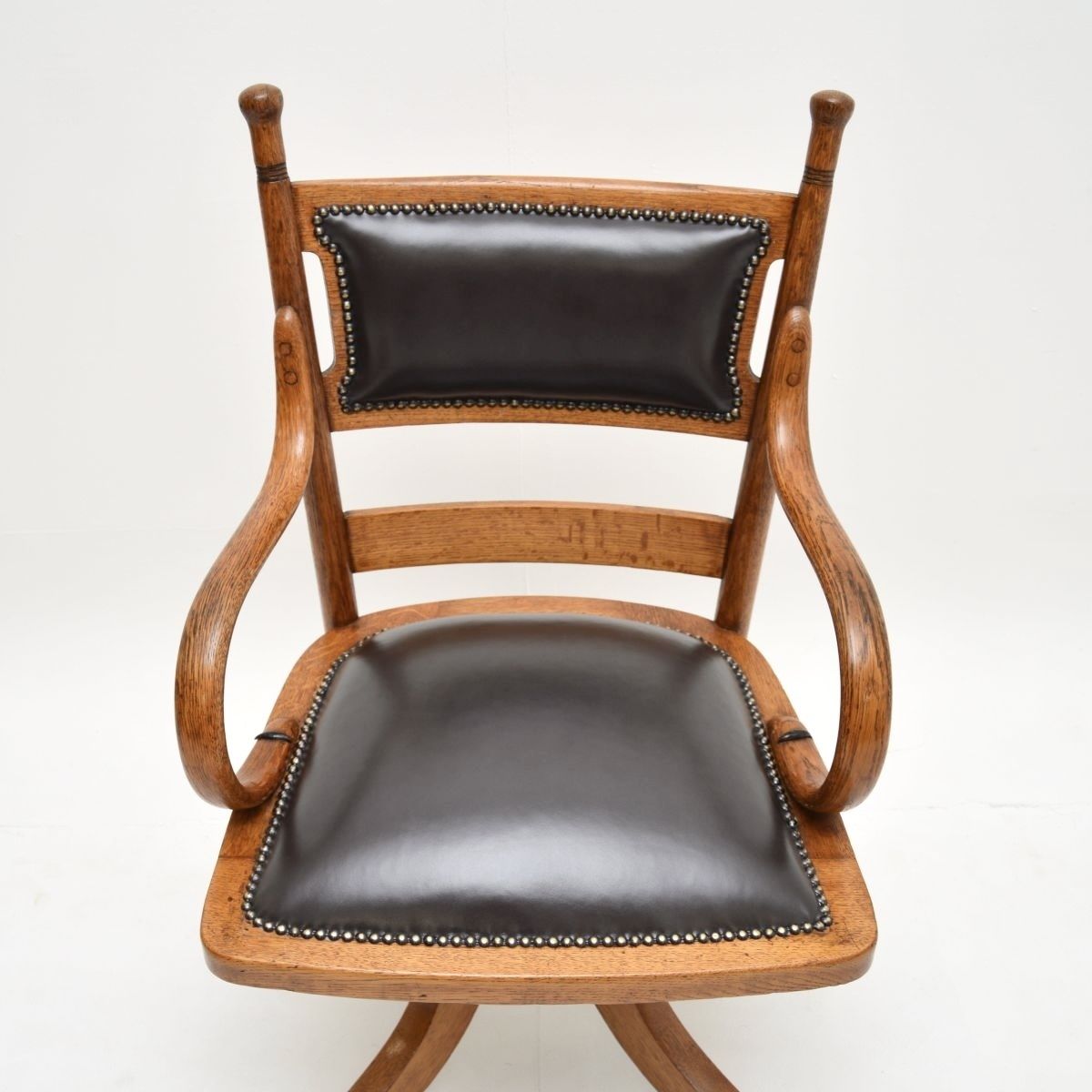 Antique Victorian Bentwood And Leather Swivel Desk Chair photo Furniture