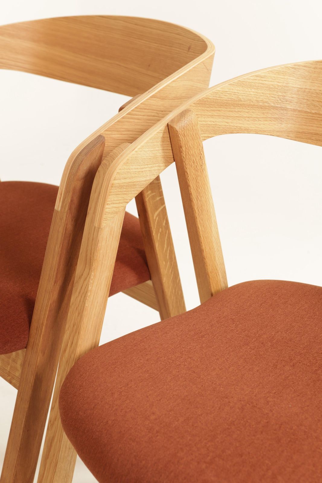 Furniture Set Of 6 Oak Chair – Natural Oak & Terracota Upholstery Mid Century Design photo