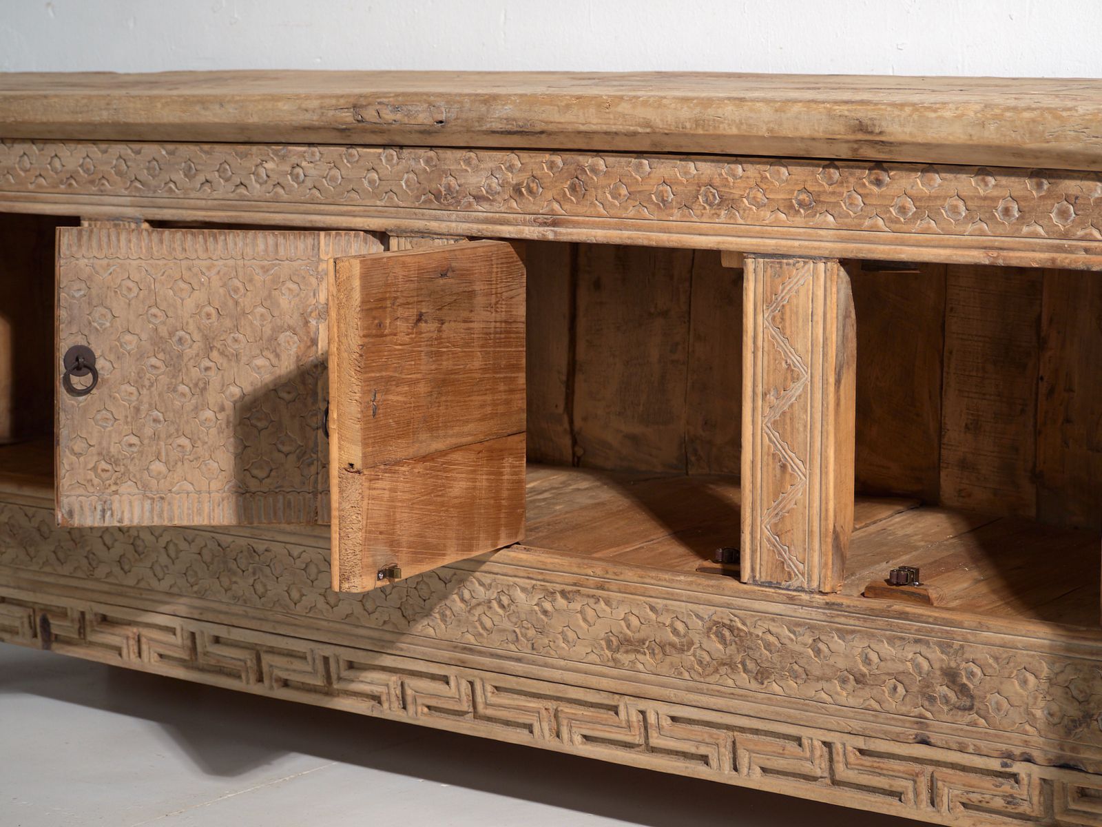 photo for sale Antique Carved Low Sideboard In Pine Wood  China Circa 1900