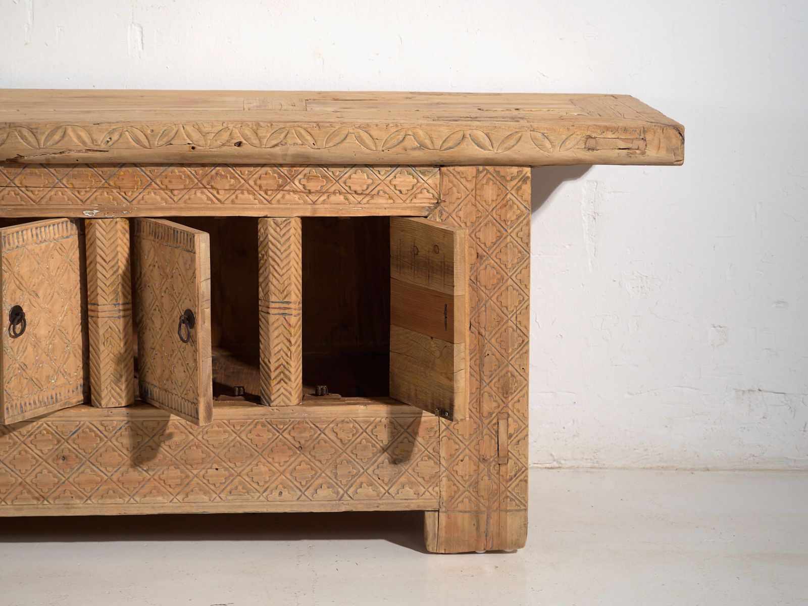 photo for sale Antique Carved Low Sideboard In Pine Wood  China  Circa 1900
