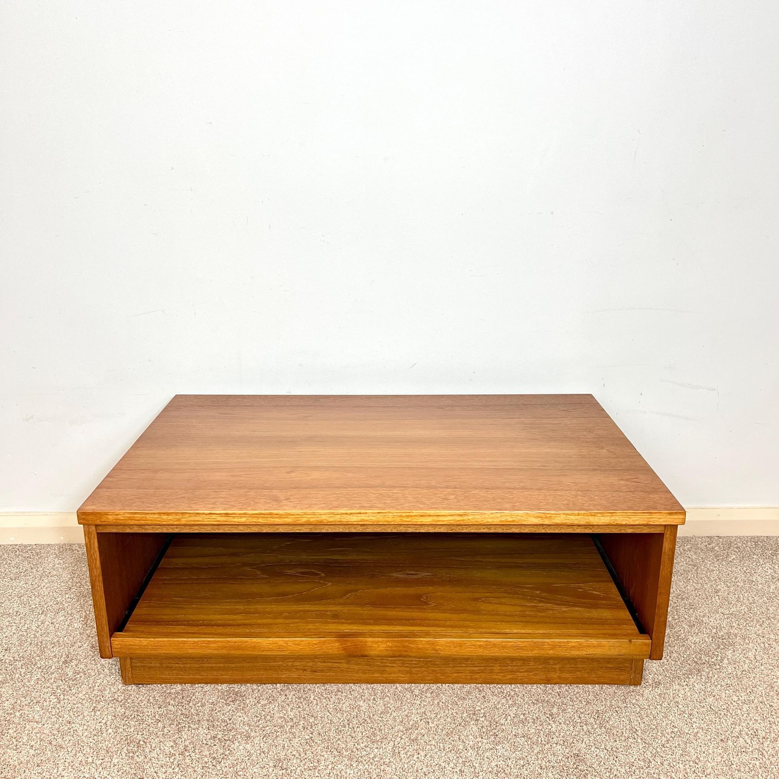 Mid Century Teak Media Unit , Tv Stand With Sliding Shelf photo for sale