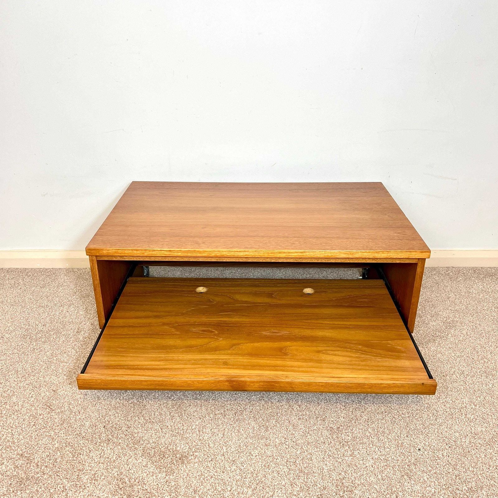 Mid Century Teak Media Unit , Tv Stand With Sliding Shelf photo Furniture