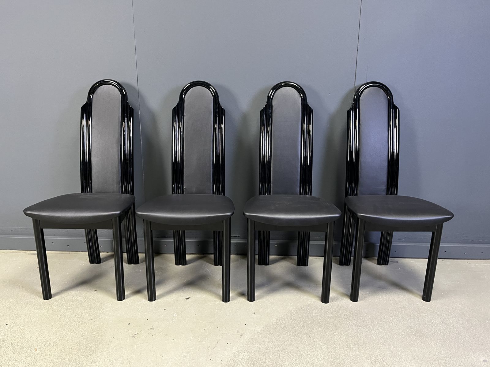 Postmodern Lacquered Wood Italian Dining Chairs, 1980s photo buy