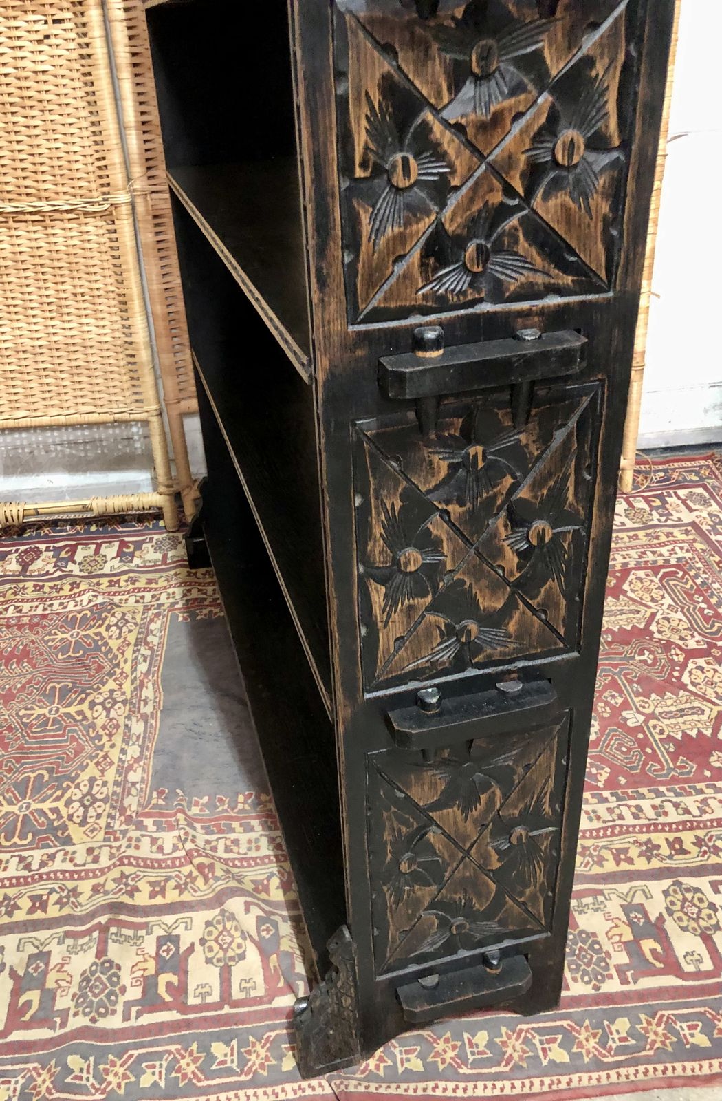 Handsome Antique Carved Oak Bookcase/Bookshelves photo buy