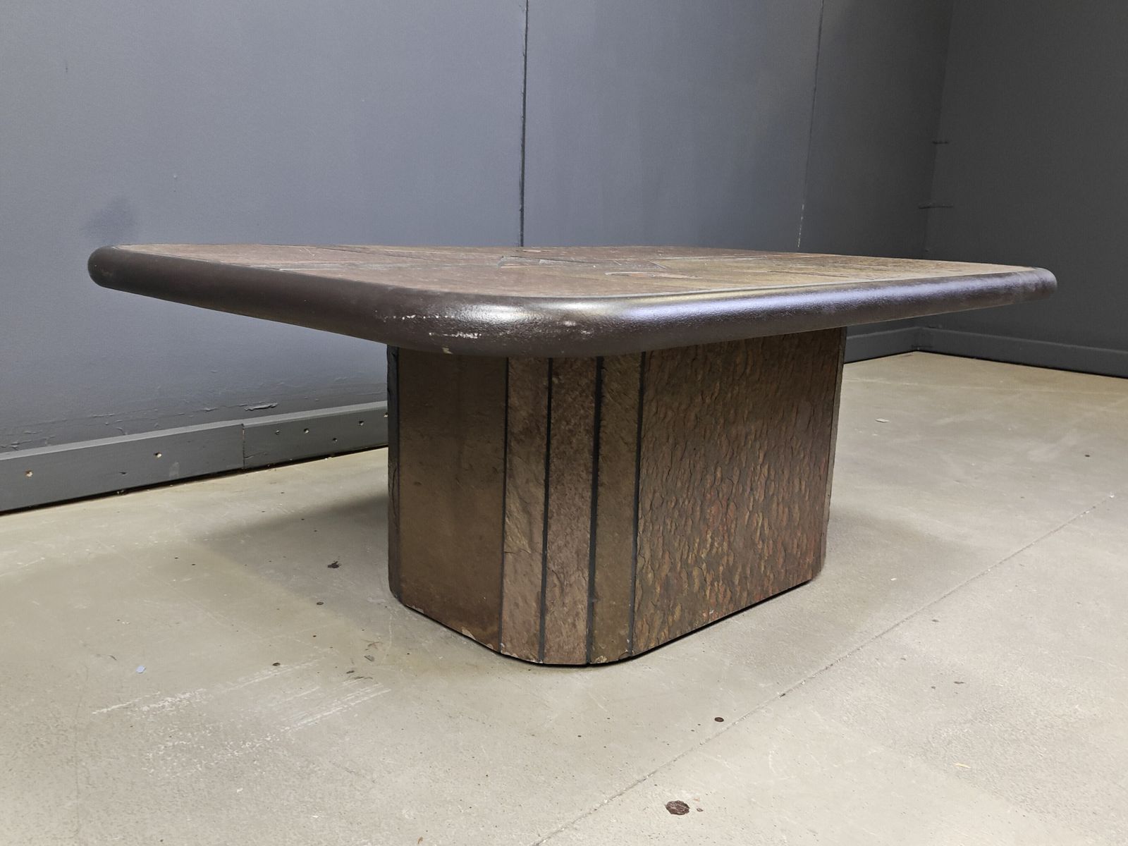 Brutalist Slate Stone Coffee Table In The Manner Of Paul Kingma, 1980s photo buy