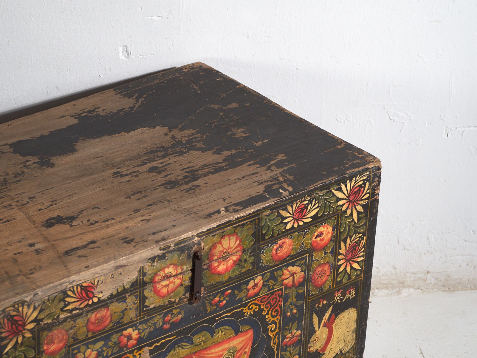 Antique Painted Chinese Trunk In Pine Wood  China Circa 1900 photo furniture