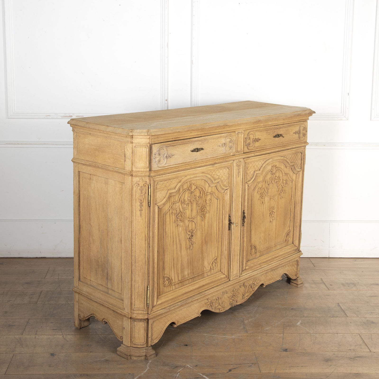 Furniture Early 19th Century Louis XVI Style Bleached Oak Buffet Antique French Carved Sideboard photo