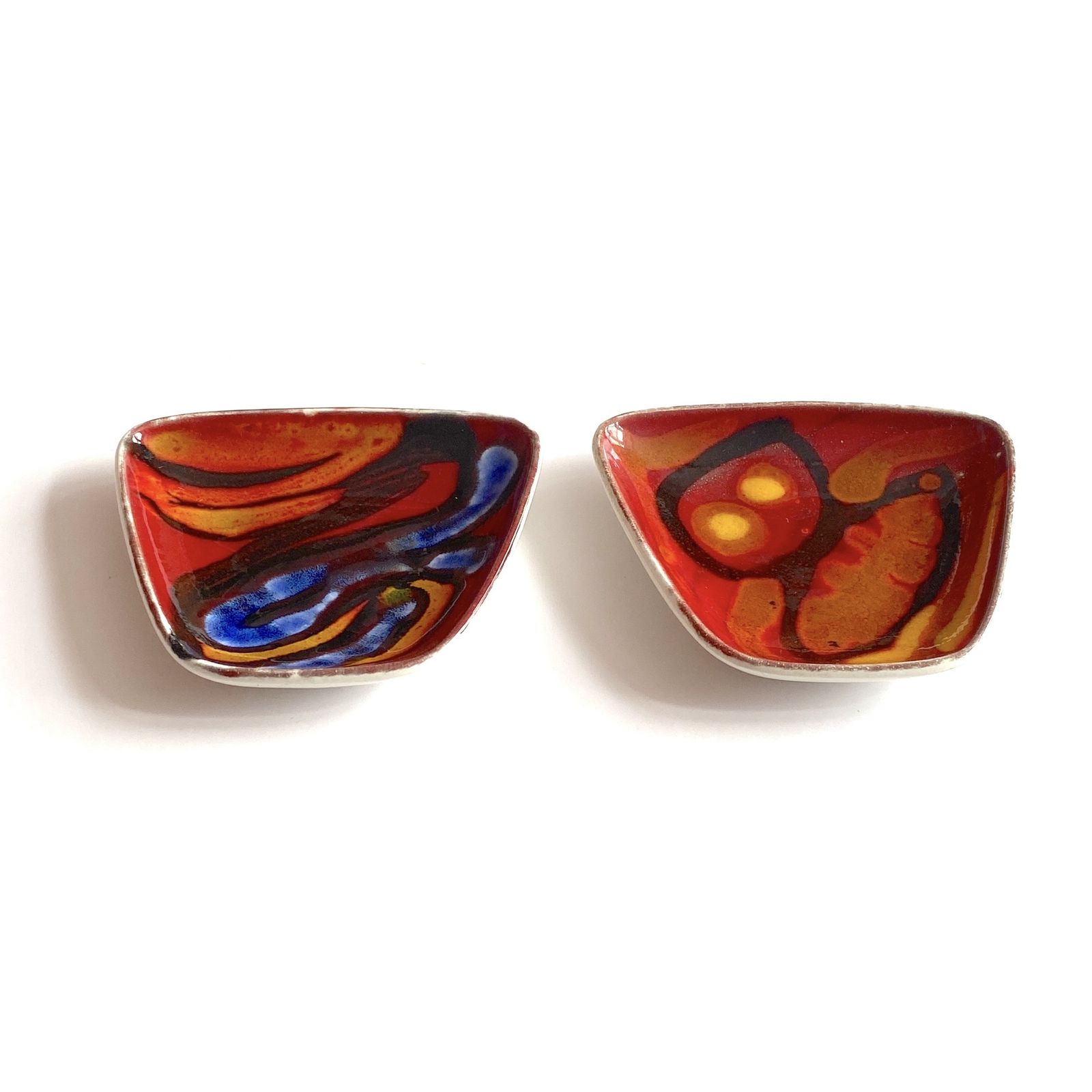 Pair Of Poole Pottery Delphis Pin Dishes, Shape 41 By Loretta Leigh, 1970 English Ceramics photo vintage