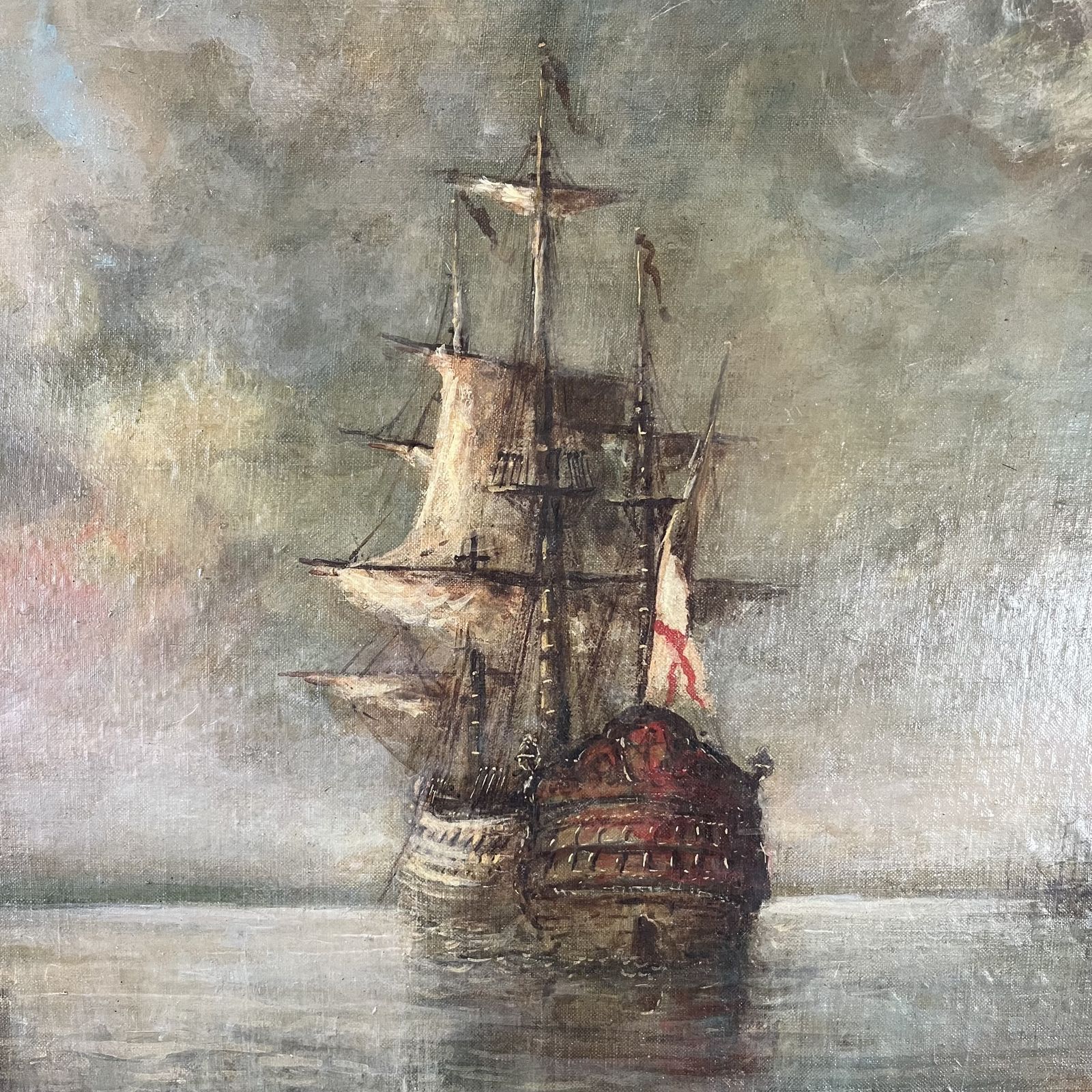 photo furniture Antique Oil On Canvas Of A Seascape