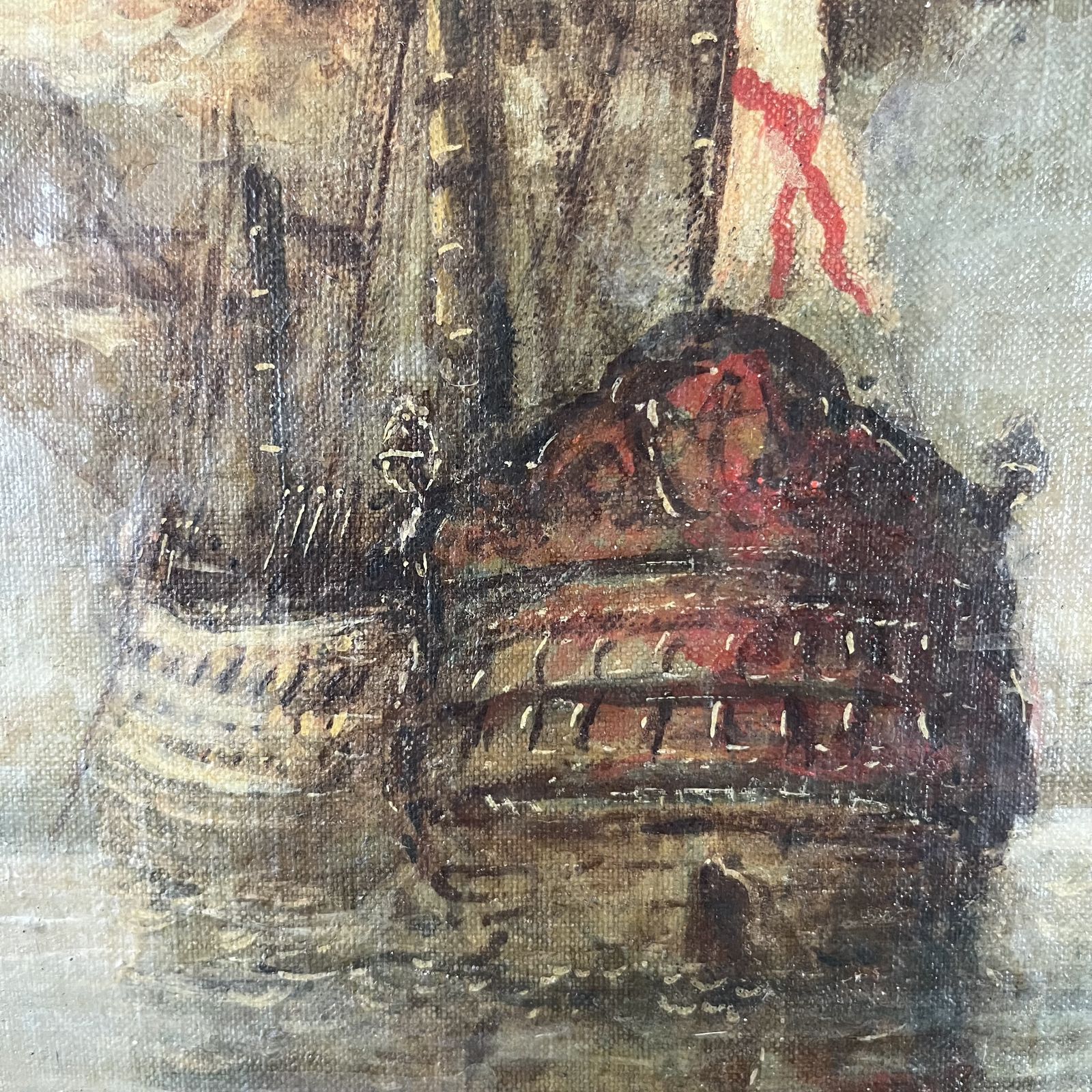 Antique Oil On Canvas Of A Seascape photo 1200.0