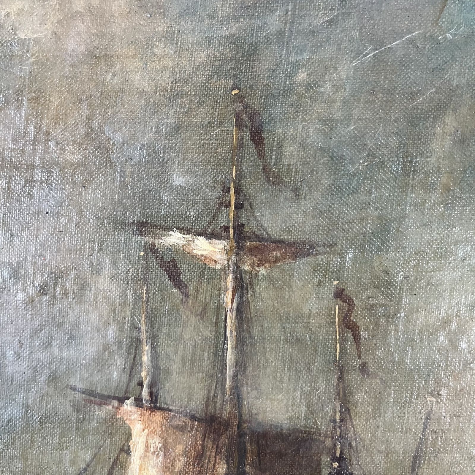 Antique Oil On Canvas Of A Seascape photo Art
