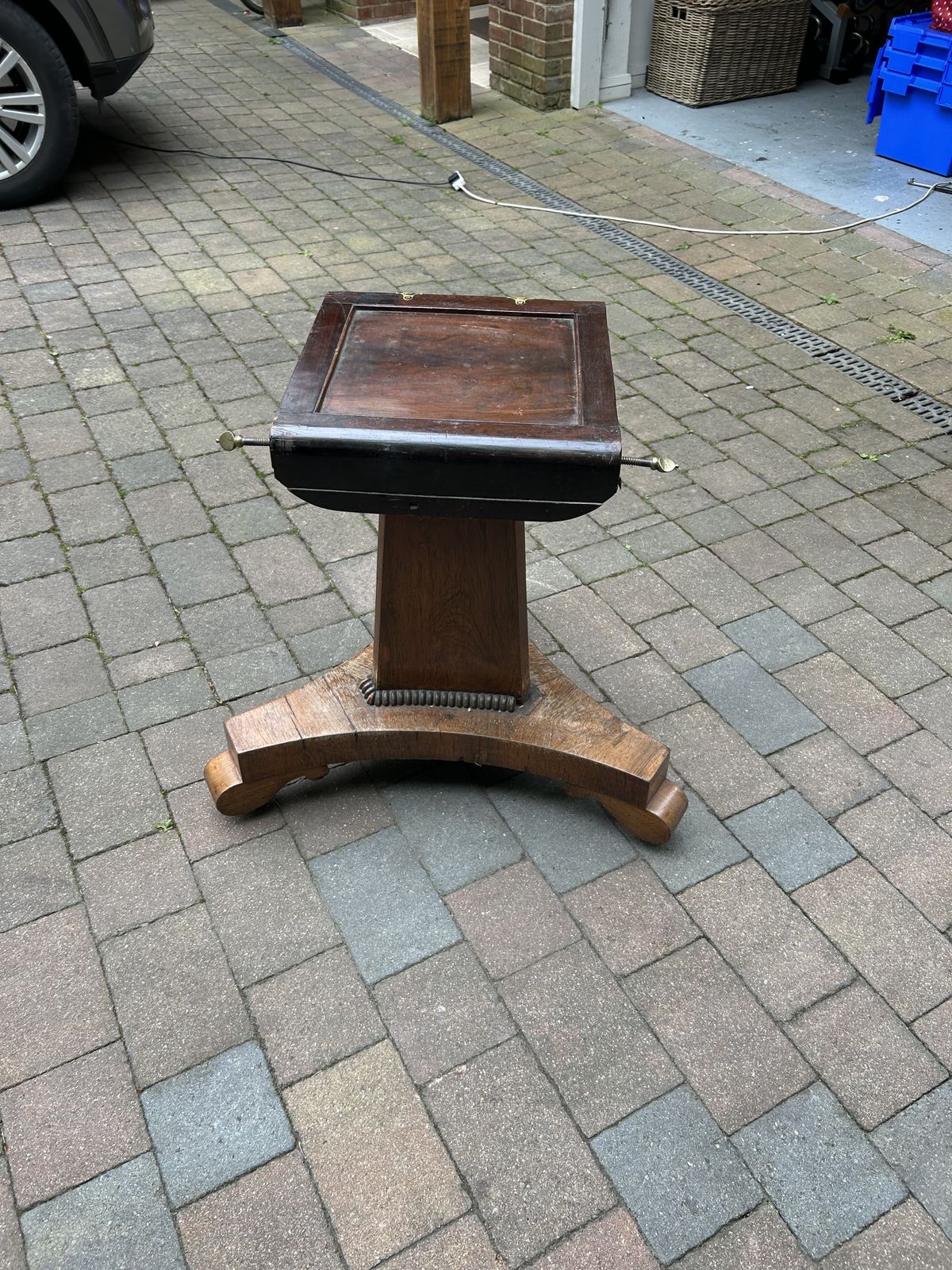 Antique Oak Tilt Top Round Pedestal Table For Sale photo vinterior