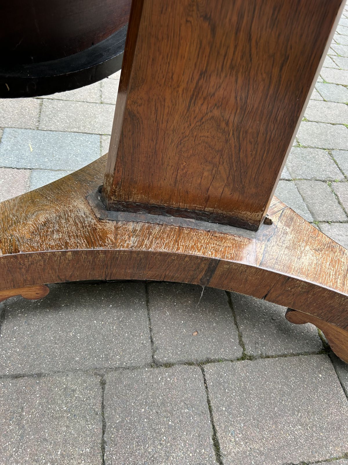 Antique Oak Tilt Top Round Pedestal Table For Sale photo vintage