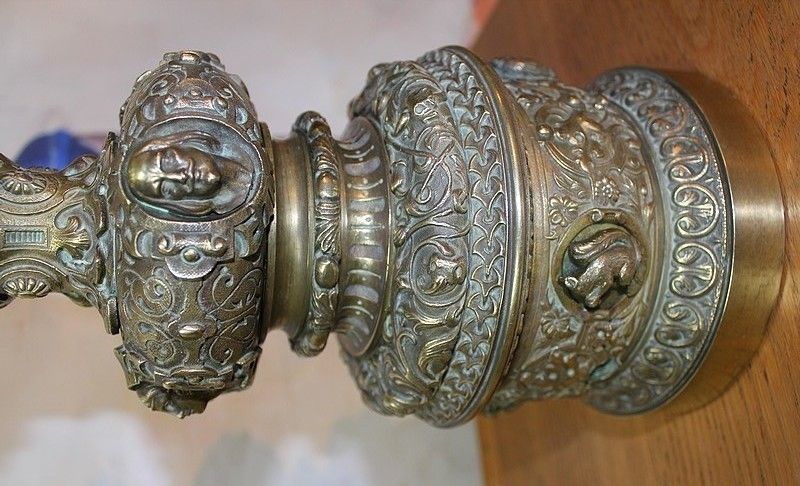 Pair Of Nap Bronze Lamps. III photo vintage
