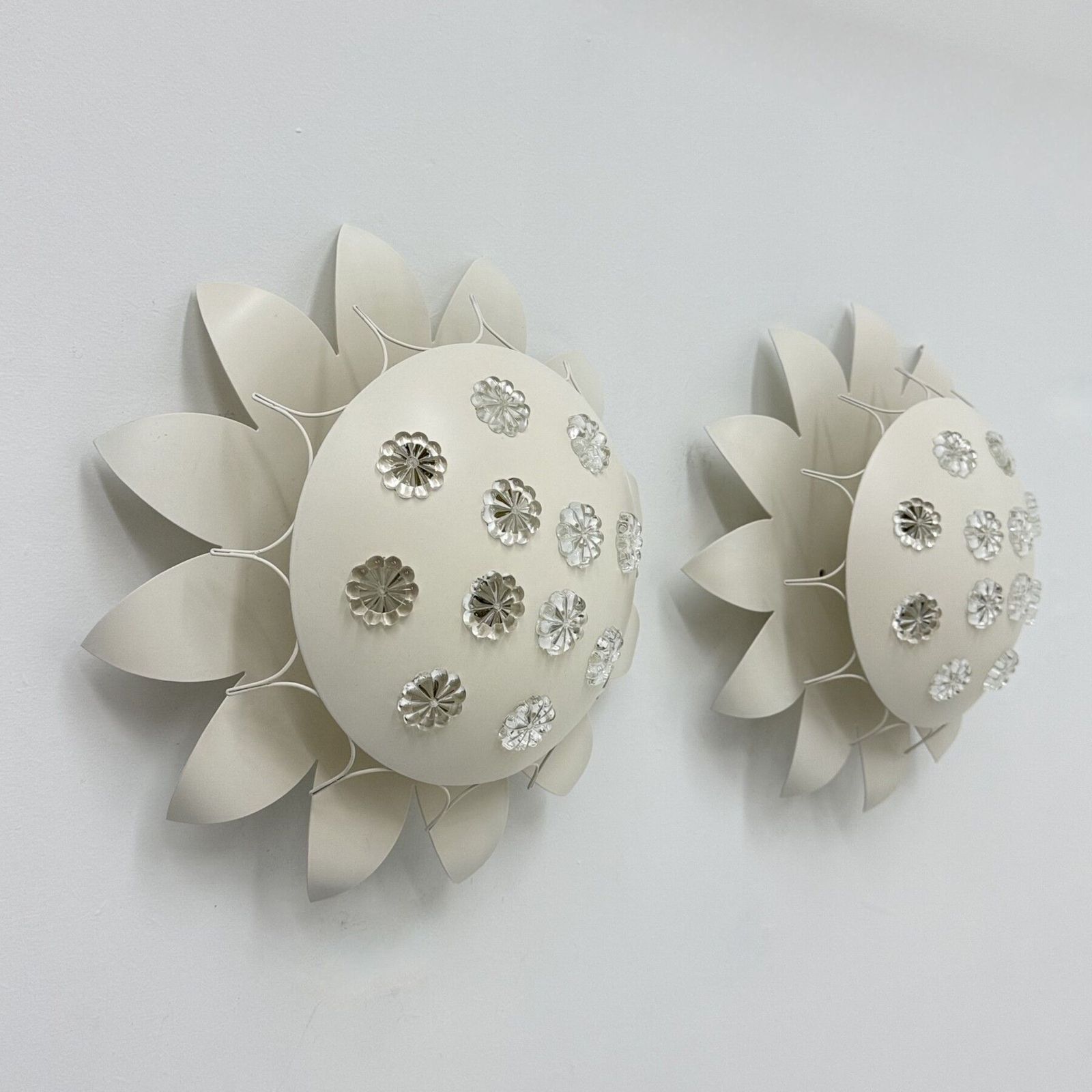 photo for sale Set Of 2 Emil Stejnar Wall Lamp With Flower Crystals , 1950s Vienna