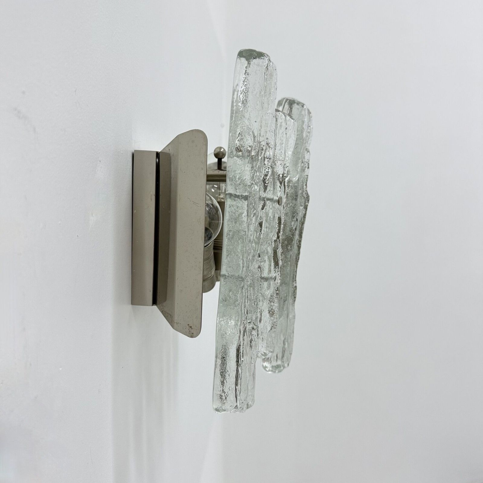 Wall Sconce Ice Glass And Metal By J.T. Kalmar For Kalmar, 60s photo buy