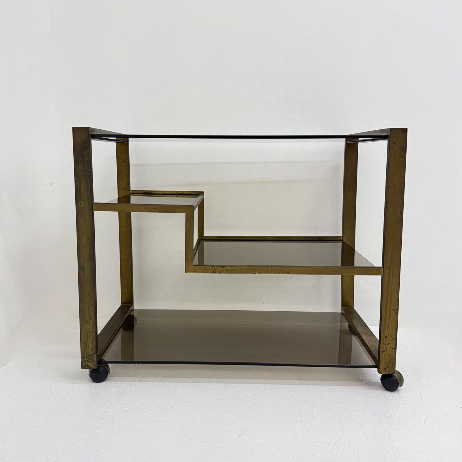 1341.0 Mid-Century Messing Barwagen met Rookglas, jaren 1970 photo