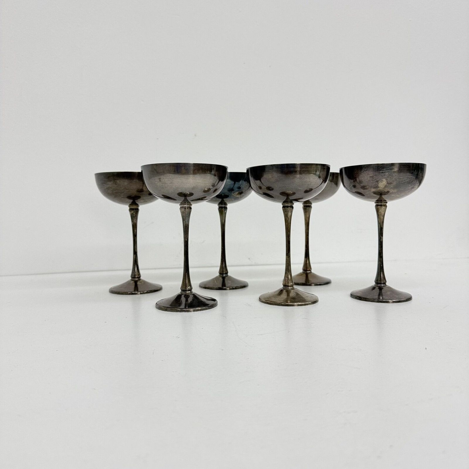 Ensemble de 6 coupes à champagne en laiton argenté, années 1970, Italie photo vinterior