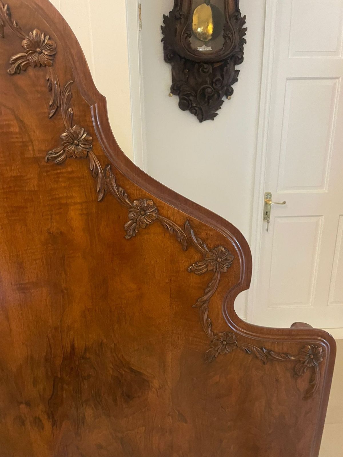Antique Pair Of Quality Carved Burr Walnut Single Beds photo for sale